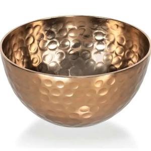 Bol en métal de forme ronde de qualité supérieure fabriqué à la main avec finition martelée Bol de service de table moderne pour mariage ou fête - Product Image 3