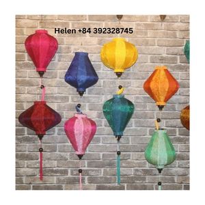 Linterna de seda tradicional vietnamita Hoi An, linterna de seda multicolor, entrega rápida, lista para enviar, linterna de bambú de seda colgante - Product Image 2