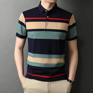 2025 3D impression rayure épissage Polo pour hommes couleur bloc motif T-Shirts été rue décontracté à manches courtes hauts amples t-shirts - Product Image 5