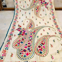 Vente en gros de vêtements de plage indiens brodés ethniques Phulkari Dupattas Vêtements pour femmes en Georgette brodée à la main colorée