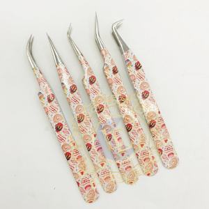 Pince à épiler de revêtement de papier personnalisée professionnelle pointe argentée poignée lisse pince à épiler à la main durable pince à cils marque privée - Product Image 5