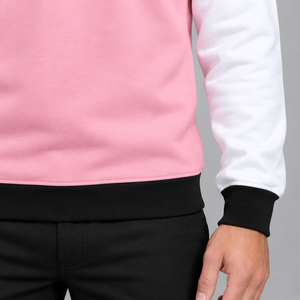 Wholesale Custom Logo <b>Mens</b> <b>Pink</b> White Black Color Block Crewneck <b>Sweatshirt</b> Regular Fit Long Sleeve Casual Pullover - Product Image 6