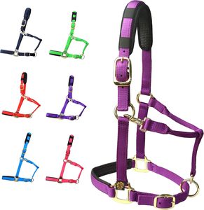 SAISHAS - Cabestro para Caballo de Montar Inglés, Duradero, de Nailon Acolchado, con Narquera Cómoda y Resistente de Cuero, Herrajes Personalizados, Logotipo Personalizado - Product Image 1