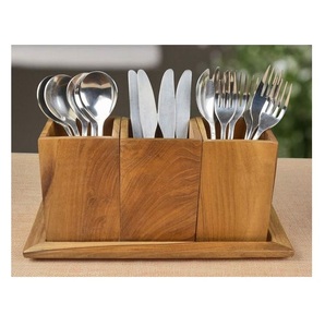 Vaisselle à manger design fantaisie porte-couverts meilleure qualité en bois 3 sections porte-couverts à un prix abordable - Product Image 3