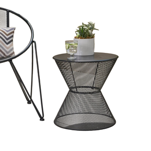 Malla de alambre negro con capa de polvo acabado moderno hogar y oficina mesa auxiliar decorativa hecha a mano clásico dorado - Product Image 1