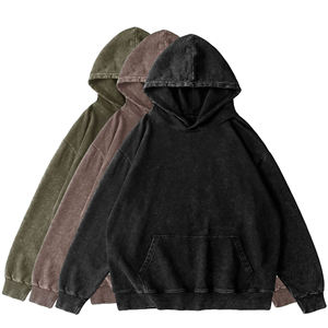 Sweat à capuche oversize pour homme, 100% coton, délavé à l'acide, personnalisable, en molleton bouclette, style streetwear, fabrication usine, hiver - Product Image 3