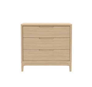 Table de chevet minimaliste moderne à 3 tiroirs en finition naturelle pour meubles de chambre à coucher, hôtel et appartement - Product Image 2
