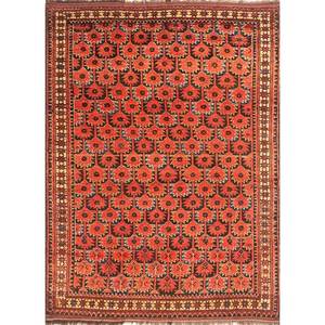 Alfombras de Lana Anudadas a Mano Kiaan de Gran Tamaño, Rectangulares de 9x12, con Patrón Geométrico Abstracto para Entrada, Pasillo, Modelo Paem-204 Rojo Naranja - Product Image 1