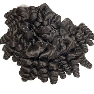 Paquete de cabello Remy vietnamita sin procesar cutícula rizada hinchable intacta trama de doble dibujado extensiones de cabello humano crudo solo tinte más ligero - Product Image 3