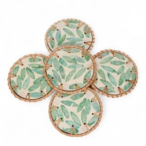 Posavasos Artesanal de Estilo Bohemio con Borde de Ratán, Hecho en Vietnam, para Uso Diario, Decoración Natural de Mesa - Product Image 2