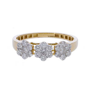 Anillo de diamantes naturales de oro de 14K 0.65CTW Diseño elegante de cinco racimos florales con diamantes de corte redondo para eventos especiales - Product Image 6