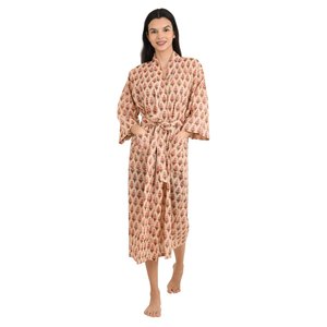 Lightweight Cotton Kimono Boho Handprinted Indian Flower Botanical Pattern Luxury Summer <b>Robe</b> for <b>Beach</b> Holidays Cover Ups - Product Image 5