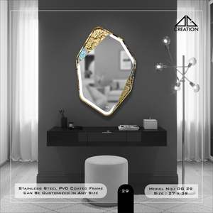 Modern Stainless Steel PVD Coated Frame Bathroom Vanity Wall <b>Mirror</b> <b>Lightweight</b> Anti-Fog Elegant Irregular - Product Image 6