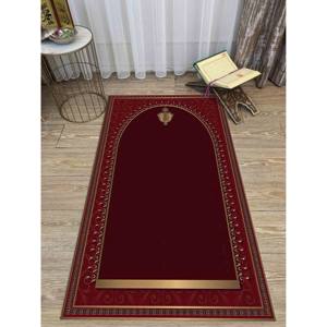 Red Prayer Rug: Elegant <b>Gold</b> Islamic Decor, Worship Rug, Printed Rug,With Pile Soft Rug - Product Image 5