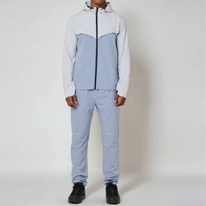 OEM Custom Logo Jogger Sets Oversized <b>Patchwork</b> Zip up Nylon Windbreaker <b>Jacket</b> and Pants Nylon Tracksuit for Men - Product Image 3