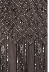 Elegante vestido de cóctel antiestático para mujer, vestido de noche de malla polivinílica transpirable de longitud completa, perlas bordadas, cuentas rectas para - Product Image 2