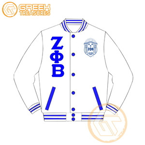 Chaqueta universitaria personalizada de Zeta Phi Beta, ropa de hermandad, alta calidad, transpirable, satén, bordado, cresta, letras, seda, para mujer - Product Image 1