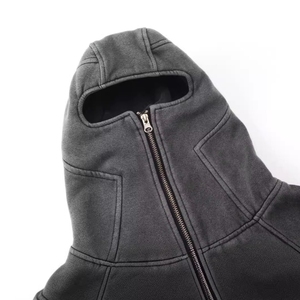 Nouveau design, sweat-shirt vintage délavé 100% French Terry, streetwear, fermeture éclair intégrale, sweat-shirt délavé à l'acide - Product Image 3