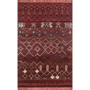 Freedom Manchaha Large Area Geometric Wool Bamboo <b>Silk</b> Rugs Hand Knotted <b>Red</b> Orange Rectangle Hallway Design for Teens' Home - Product Image 1