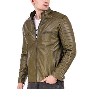 Chaqueta de cuero genuino para hombre 2025 invierno OEM con cuello levantado y logotipo frontal a prueba de viento e impermeable estilo de calle principal - Product Image 2