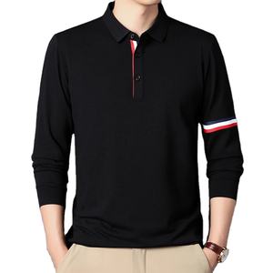 Camiseta Polo para Hombre, Cuello con Ribete, Manga Larga, Otoño, Color Sólido, Informal de Negocios, Antibolitas, Ropa para Hombre - Product Image 5