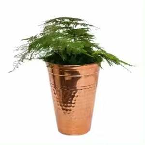 Jardinières et pots de fleurs en cuivre de forme ronde martelée par un designer moderne - Product Image 1