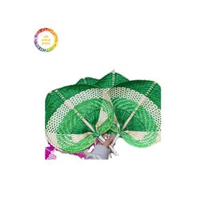 Abanico de mano de color fresco de verano tejido de bambú hecho a mano artístico de melocotón - Product Image 6