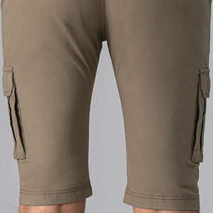 กางเกงขาสั้นผ้าแคนวาสสำหรับผู้ชายผ้าแคนวาสเอวกลางตรงปรับแต่งได้ทำจากผ้าฝ้าย100% สีมะกอก - Product Image 6