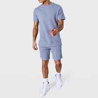 Ensembles courts décontractés d'été pour hommes, confortables, séchage rapide, couleur unie, étiquette personnalisée, design tendance, 100 % coton tricoté, vêtements d'extérieur