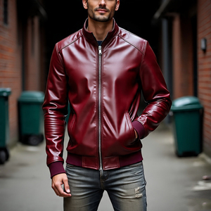 Chaqueta de cuero con cremallera Letterman para hombre, chaquetas de invierno para motocicleta, estilo callejero, abrigo de cuero Vintage para hombre - Product Image 5