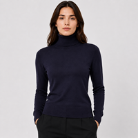 Pull en tricot personnalisé pour femmes, col haut, extensible, à manches longues, coupe ajustée, pour l'hiver