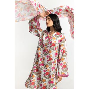 Dupatta de Satén Blanco con Estampado Arrugado Estilo Boho para Mujer, Transpirable - Product Image 3