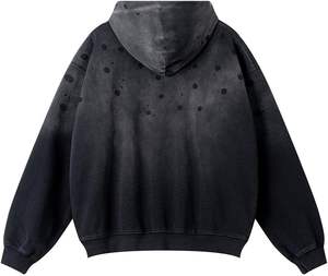 <b>Mens</b> Vintage <b>Black</b> Oversized Hoodie with Splatter Effect Best Quality Hoodie With Reasonable Price Modern Streetwear - Product Image 6