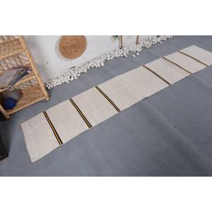 Alfombra turca Vintage moderna de 1,7x8,8 pies, diseño clásico a rayas blancas y negras para dormitorio, retazos rectangulares de látex de lana de 10mm - Product Image 2