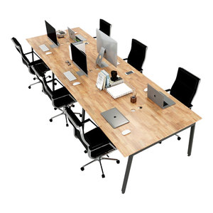 Escritorio Modular Aton Concept HBAT015 de 6 Piezas, 360x120 cm, Diseño Contemporáneo, Patas de Acero, Requiere Ensamblaje, para Dormitorio u Oficina - Product Image 1