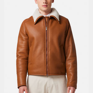 Chaqueta de Invierno para Hombre, Chaqueta de Cuero Estilo Bomber B3, Cálida, de Piel de Oveja Genuina, Sherpa, Piel Sintética - Product Image 1