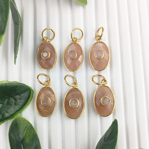 Colgante de piedra lunar de melocotón y bisel de doble piedra preciosa, collar hecho a mano chapado en oro y plata 925, joyería con incrustaciones de ajuste de bisel - Product Image 3