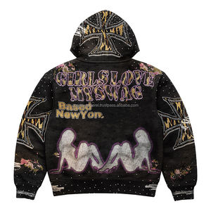 Chaqueta de Camuflaje Lavada al Ácido Personalizada, Sudadera Holgada de Felpa Francesa 100% Algodón con Bordado para Hombre - Product Image 4