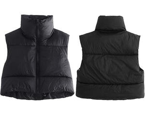 <b>Women</b> Winter <b>Waistcoat</b> Padded Sleeveless Jacket Crop Puffer Vest with your own logo - Product Image 3