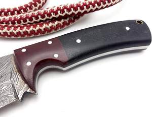 Couteau de skinner de chasse à lame pleine soie damassé fait à la main avec gaine en cuir poignée en os de chameau OEM pris en charge pour le camping - Product Image 3