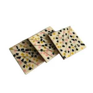 Premium Quality Brass Inlay Resin Design MDF Board Coasters <b>Square</b> Tea Cup Coaster Home Hotel Use Low Price Handcrafted in India - Product Image 3