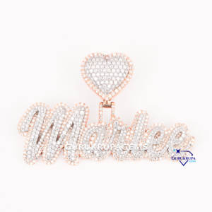 Personalizado Iced Out Lab Grown Diamond Nombre Colgante VVS Carta Colgante Corazón Bail 925 Plata Hip Hop Joyería - Product Image 1