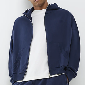 Sweats à capuche zippés d'hiver pour hommes, 100 % coton, personnalisés, de haute qualité, écologiques et coupe-vent - Product Image 3