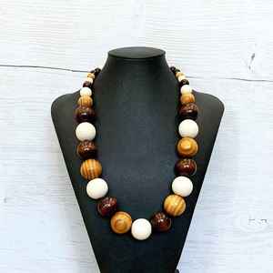 Collar llamativo hecho a mano con cuentas africanas para mujer, gargantilla de cuentas de madera hecha en fábrica, cadena de hilo para boda o regalo - Product Image 2