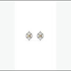 Pendientes clásicos de oro puro de 14 quilates con diamantes de laboratorio de fantasía, calidad EF VS VVS, joyería fina para mujer, hechos a mano, OEM, ODM, listos para exportación. - Product Image 1