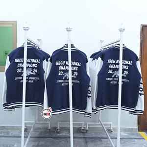 Qualité supérieure hommes collège veste pleine lourde brodé imprimé 100% coton polaire couleur unie fermeture éclair surdimensionné hommes veste - Product Image 5