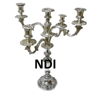 เชิงเทียน5แขนหรูหราทำด้วยมือตกแต่งด้วยนิกเกิลชุบเคลือบผิวสำหรับงานแต่งงาน - Product Image 3