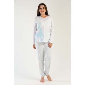 Conjunto de Pijama KADIN P.SUPREM XXL con Cuello Redondo y Manga Larga, Diseño Ovalado - Gris Melange - Gris Melange - Product Image 1