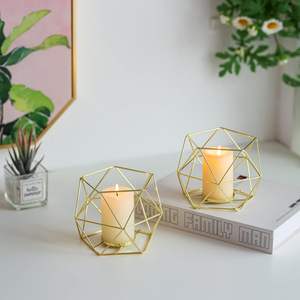 Wholesale Decorative <b>Glass</b> <b>Candle</b> <b>Holder</b> with Metal Base for Romantic Wedding Party Table Centerpiece Home Decor - Product Image 2