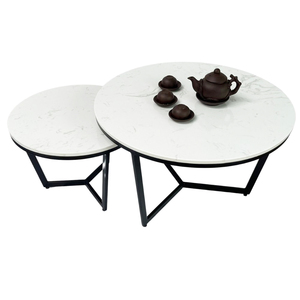 Modern Nesting <b>Sofa</b> <b>Table</b> with Glass Top and Metal Legs 70x70x45cm Living Room Furniture TT68167 - Product Image 1